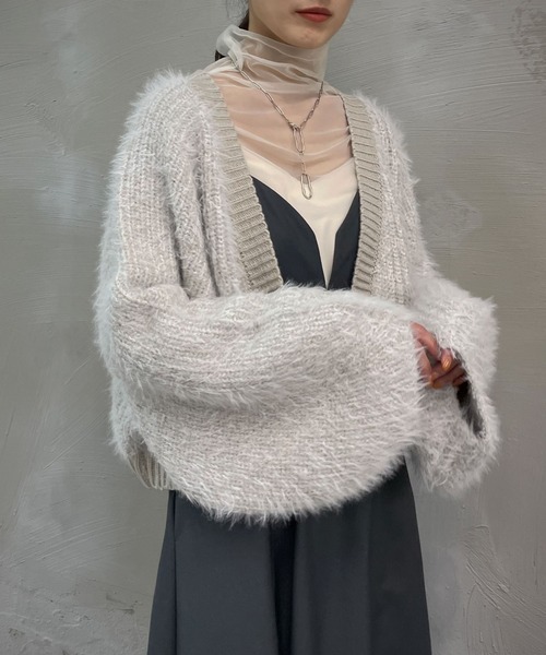 &g'aime（アンジェム）の「【&g’aime】ショートシャギーカーディガン（カーディガン/ボレロ・レディース・ベージュ/チャコールグレー/ライトグレー・FREE）」の18枚目の写真