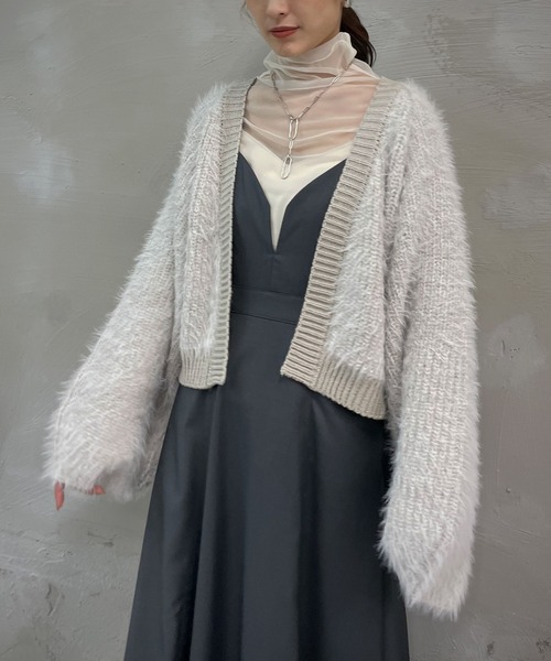 &g'aime（アンジェム）の「【&g’aime】ショートシャギーカーディガン（カーディガン/ボレロ・レディース・ベージュ/チャコールグレー/ライトグレー・FREE）」の14枚目の写真