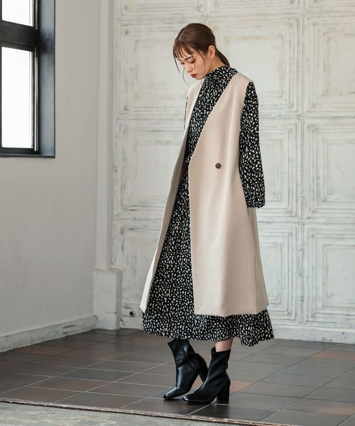 KOBE LETTUCE（コウベレタス）の「2wayジャンスカ風ロングジレジャケット（ベスト・レディース・ブラック/ブラック系その他/ライトベージュ/モカ/ベージュ系その他/ブラウン系その他・1/2）」の14枚目の写真