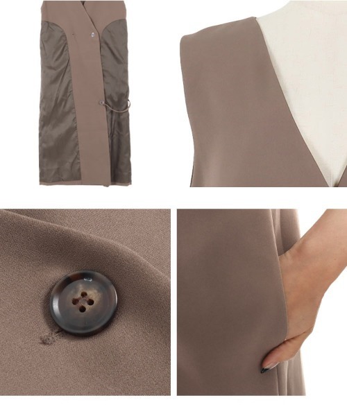 KOBE LETTUCE（コウベレタス）の「2wayジャンスカ風ロングジレジャケット（ベスト・レディース・ブラック/ブラック系その他/ライトベージュ/モカ/ベージュ系その他/ブラウン系その他・1/2）」の16枚目の写真