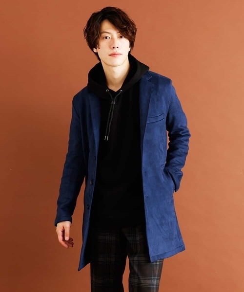 MK MICHEL KLEIN HOMME （エムケーミッシェルクランオム）の「『WEB限定/快適ストレッチ』ポンチスエードチェスターコート（チェスターコート・メンズ・ネイビー/サンドベージュ・46/48/51）」の2枚目の写真