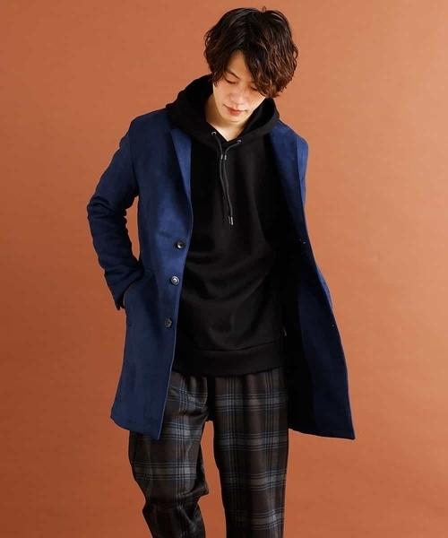 MK MICHEL KLEIN HOMME （エムケーミッシェルクランオム）の「『WEB限定/快適ストレッチ』ポンチスエードチェスターコート（チェスターコート・メンズ・ネイビー/サンドベージュ・46/48/51）」の3枚目の写真