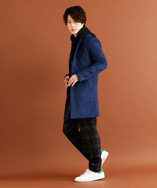 MK MICHEL KLEIN HOMME （エムケーミッシェルクランオム）の「『WEB限定/快適ストレッチ』ポンチスエードチェスターコート（チェスターコート・メンズ・ネイビー/サンドベージュ・46/48/51）」の4枚目の写真