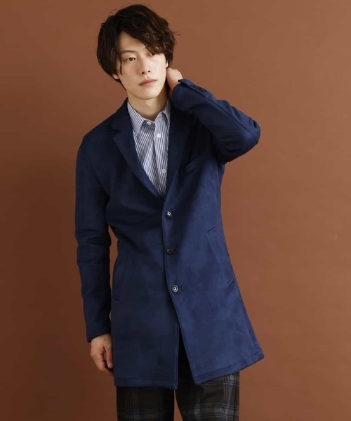 MK MICHEL KLEIN HOMME （エムケーミッシェルクランオム）の「『WEB限定/快適ストレッチ』ポンチスエードチェスターコート（チェスターコート・メンズ・ネイビー/サンドベージュ・46/48/51）」の5枚目の写真