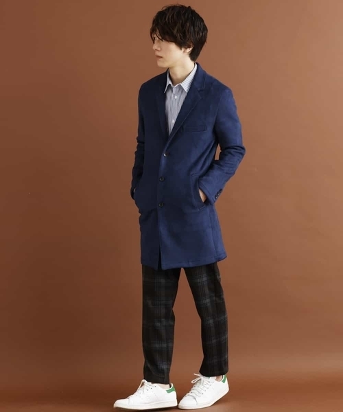 MK MICHEL KLEIN HOMME （エムケーミッシェルクランオム）の「『WEB限定/快適ストレッチ』ポンチスエードチェスターコート（チェスターコート・メンズ・ネイビー/サンドベージュ・46/48/51）」の6枚目の写真