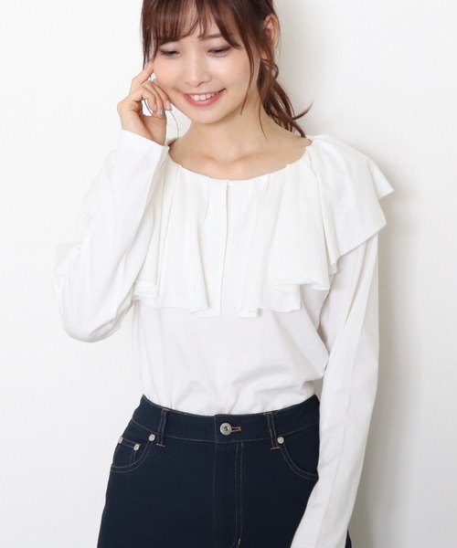 archives(アルシーヴ)の「フリルカラーロンT(Tシャツ/カットソー・レディース・ブラック/ベージュ/オフホワイト・MEDIUM)」の15枚目の写真