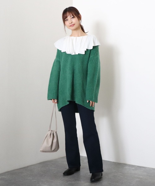 archives(アルシーヴ)の「フリルカラーロンT(Tシャツ/カットソー・レディース・ブラック/ベージュ/オフホワイト・MEDIUM)」の9枚目の写真