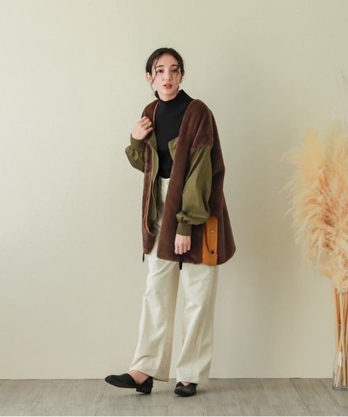 La-gemme(ラジェム)の「異素材切り替えファージャケット(その他アウター・レディース・ブラック/ブラウン/カーキ・フリー)」の7枚目の写真