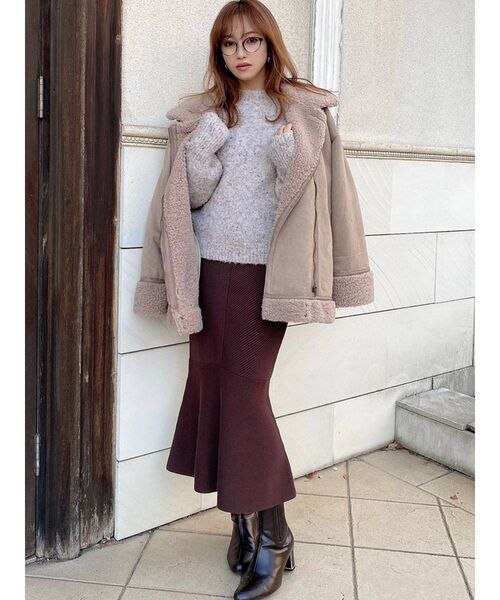 RESEXXY（リゼクシー）の「マーメイドニットスカート（スカート・レディース・ブラック/ピンク/ブラウン/ベージュ・FREE）」の9枚目の写真