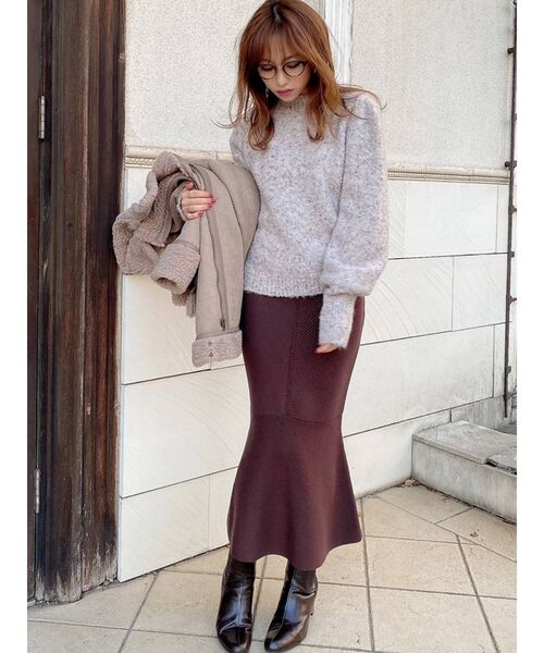 RESEXXY（リゼクシー）の「マーメイドニットスカート（スカート・レディース・ブラック/ピンク/ブラウン/ベージュ・FREE）」の14枚目の写真