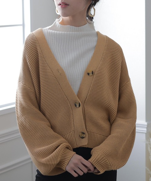 PourVous（プールヴー）の「パフスリーブカーディガン（カーディガン/ボレロ・レディース・ブラック/ベージュ・MEDIUM/X-LARGE/XXX-LARGE）」の3枚目の写真