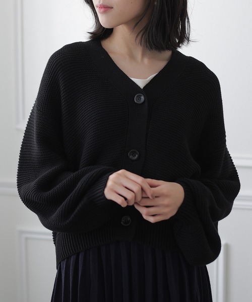 PourVous（プールヴー）の「パフスリーブカーディガン（カーディガン/ボレロ・レディース・ブラック/ベージュ・MEDIUM/X-LARGE/XXX-LARGE）」の7枚目の写真