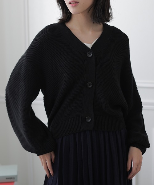PourVous（プールヴー）の「パフスリーブカーディガン（カーディガン/ボレロ・レディース・ブラック/ベージュ・MEDIUM/X-LARGE/XXX-LARGE）」の9枚目の写真