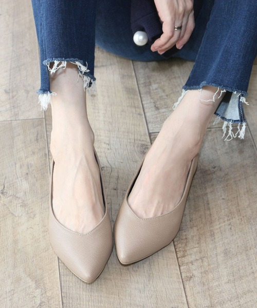 Vカットフラットシューズ 低反発スポンジ入り