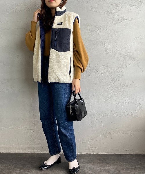 TAION（タイオン）の「【WEB限定】[TAION/タイオン] ダウン×ボアフリース リバーシブルベスト（ダウンベスト・レディース・ライトグレー/ネイビー/ライトブラウン・S/M/L）」の20枚目の写真