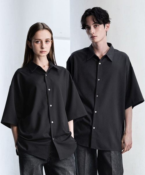 CLEL】TR Loose Half Sleeve Regular Collar Shirt / TR ルーズ半袖
