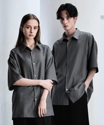 CLEL(�N���C��)�́yCLEL�zTR Loose Half Sleeve Regular Collar Shirt / TR ���[�Y�������M�����[�J���[�V���c�y�Z�b�g�A�b�v�Ή��z(�V���c/�u���E�X)