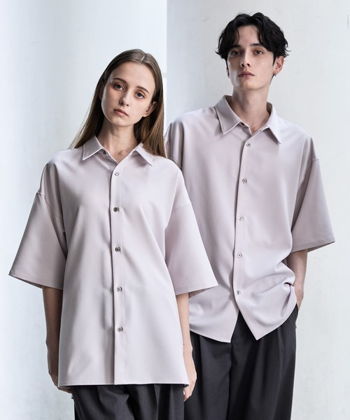 シャツ/ブラウス(半袖/袖なし) l'or Asymmetry Collar Shirt セール】婦人 涼感 レギュラーカラー半袖シャツ（シャツ/ブラウス
