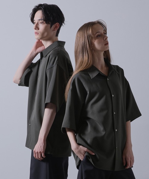 CLEL】TR Loose Half Sleeve Regular Collor Shirt / TR ルーズ