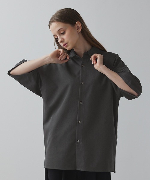 【CLEL】TR Loose Half Sleeve Regular Collar Shirt / TR ルーズ半袖レギュラーカラーシャツ【セットアップ対応】（シャツ/ブラウス）｜CLEL（クレイル）