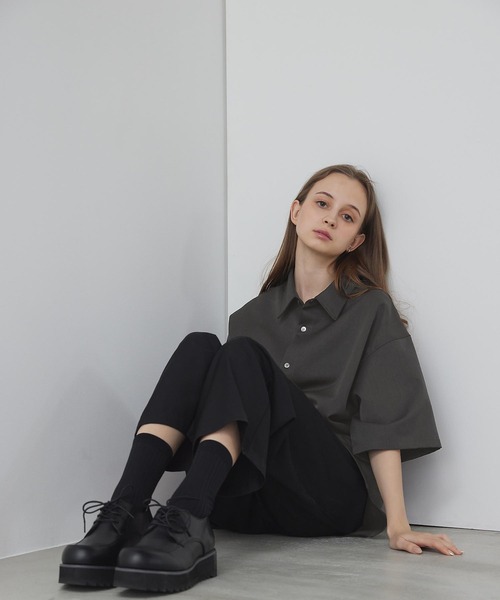 【CLEL】TR Loose Half Sleeve Regular Collar Shirt / TR ルーズ半袖レギュラーカラーシャツ【セットアップ対応】（シャツ/ブラウス）｜CLEL（クレイル）