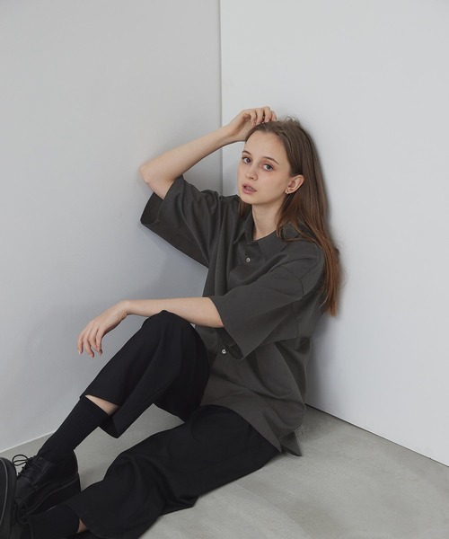 【CLEL】TR Loose Half Sleeve Regular Collar Shirt / TR ルーズ半袖レギュラーカラーシャツ【セットアップ対応】（シャツ/ブラウス）｜CLEL（クレイル）