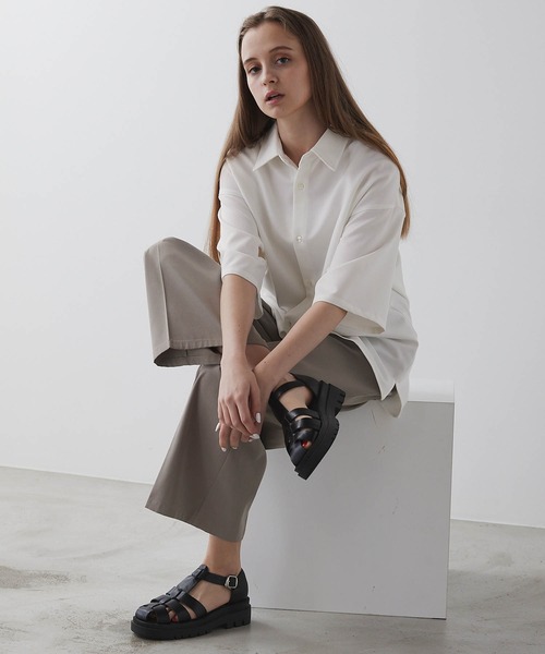 【CLEL】TR Loose Half Sleeve Regular Collar Shirt / TR ルーズ半袖レギュラーカラーシャツ【セットアップ対応】（シャツ/ブラウス）｜CLEL（クレイル）