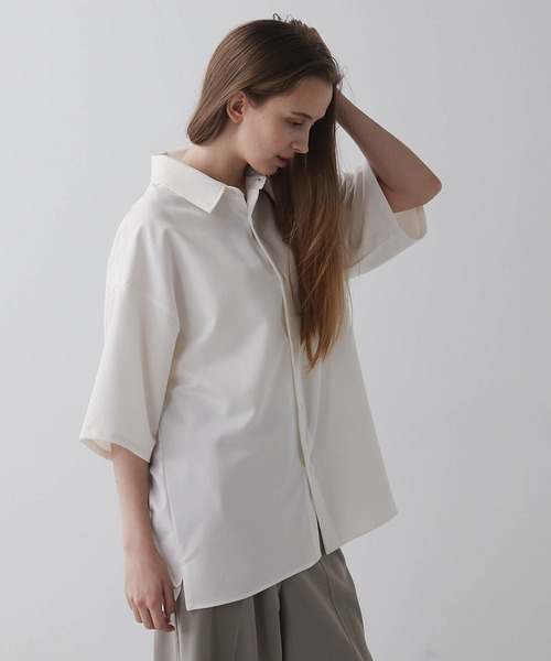 【CLEL】TR Loose Half Sleeve Regular Collar Shirt / TR ルーズ半袖レギュラーカラーシャツ【セットアップ対応】（シャツ/ブラウス）｜CLEL（クレイル）