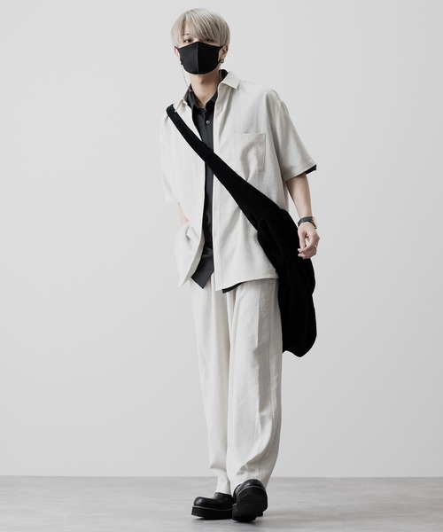 【CLEL】TR Loose Half Sleeve Regular Collar Shirt / TR ルーズ半袖レギュラーカラーシャツ【セットアップ対応】（シャツ/ブラウス）｜CLEL（クレイル）