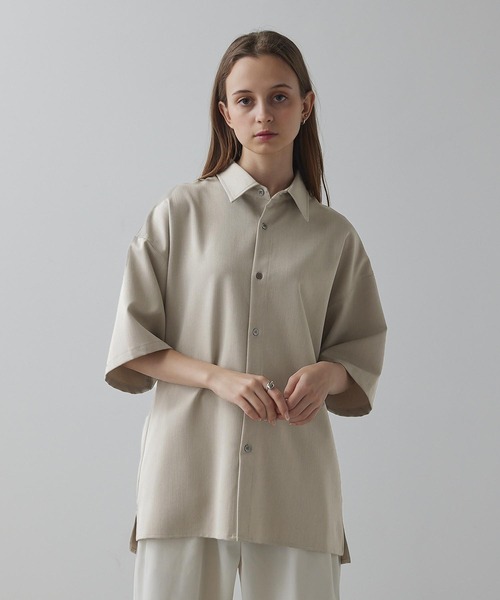 【CLEL】TR Loose Half Sleeve Regular Collar Shirt / TR ルーズ半袖レギュラーカラーシャツ【セットアップ対応】（シャツ/ブラウス）｜CLEL（クレイル）