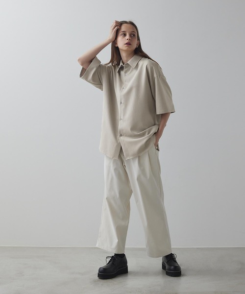 【CLEL】TR Loose Half Sleeve Regular Collar Shirt / TR ルーズ半袖レギュラーカラーシャツ【セットアップ対応】（シャツ/ブラウス）｜CLEL（クレイル）