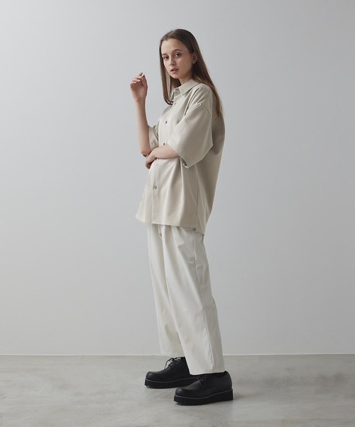 【CLEL】TR Loose Half Sleeve Regular Collar Shirt / TR ルーズ半袖レギュラーカラーシャツ【セットアップ対応】（シャツ/ブラウス）｜CLEL（クレイル）