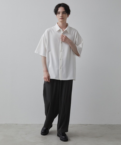 【CLEL】TR Loose Half Sleeve Regular Collar Shirt / TR ルーズ半袖レギュラーカラーシャツ【セットアップ対応】（シャツ/ブラウス）｜CLEL（クレイル）