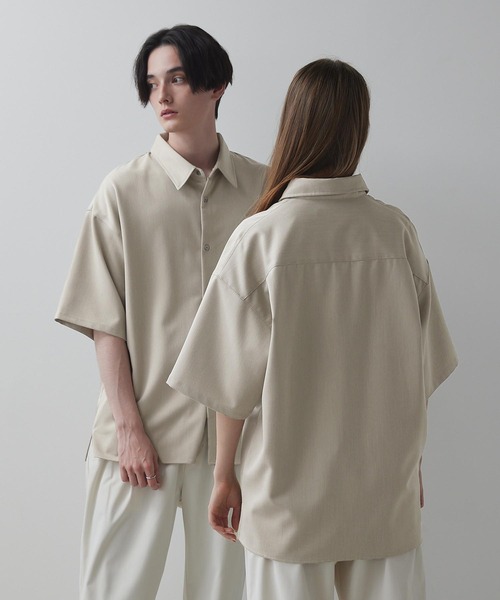 【CLEL】TR Loose Half Sleeve Regular Collar Shirt / TR ルーズ半袖レギュラーカラーシャツ【セットアップ対応】（シャツ/ブラウス）｜CLEL（クレイル）