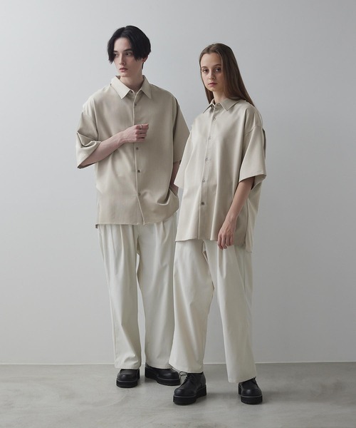 【CLEL】TR Loose Half Sleeve Regular Collar Shirt / TR ルーズ半袖レギュラーカラーシャツ【セットアップ対応】（シャツ/ブラウス）｜CLEL（クレイル）