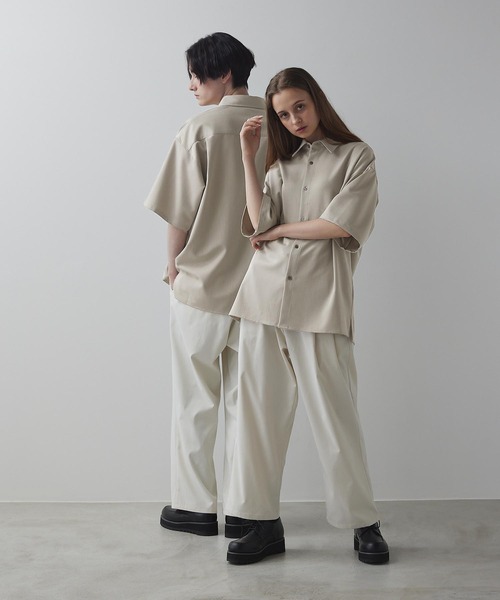 【CLEL】TR Loose Half Sleeve Regular Collar Shirt / TR ルーズ半袖レギュラーカラーシャツ【セットアップ対応】（シャツ/ブラウス）｜CLEL（クレイル）