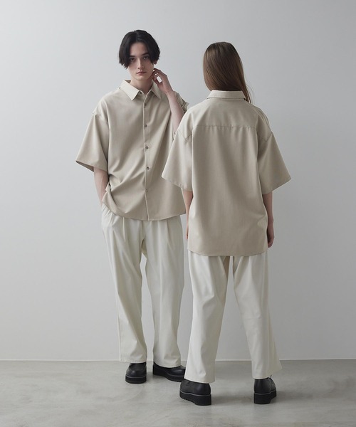 【CLEL】TR Loose Half Sleeve Regular Collar Shirt / TR ルーズ半袖レギュラーカラーシャツ【セットアップ対応】（シャツ/ブラウス）｜CLEL（クレイル）