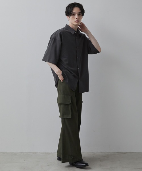 【CLEL】TR Loose Half Sleeve Regular Collar Shirt / TR ルーズ半袖レギュラーカラーシャツ【セットアップ対応】（シャツ/ブラウス）｜CLEL（クレイル）