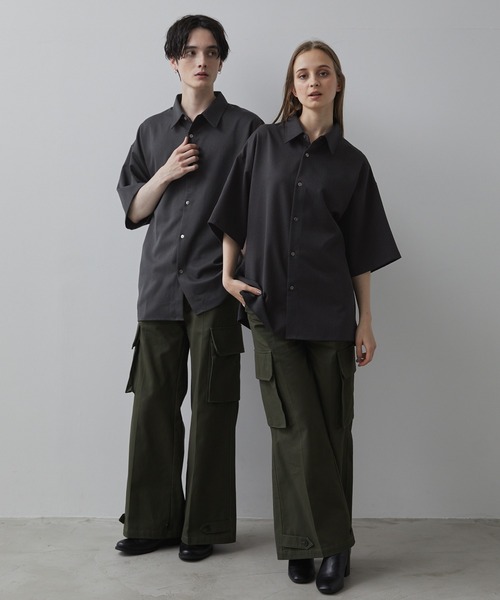 【CLEL】TR Loose Half Sleeve Regular Collar Shirt / TR ルーズ半袖レギュラーカラーシャツ【セットアップ対応】（シャツ/ブラウス）｜CLEL（クレイル）