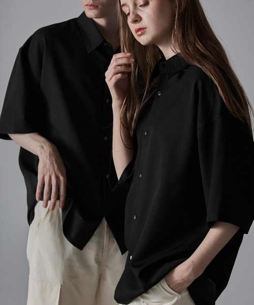 【CLEL】TR Loose Half Sleeve Regular Collar Shirt / TR ルーズ半袖レギュラーカラーシャツ【セットアップ対応】（シャツ/ブラウス）｜CLEL（クレイル）