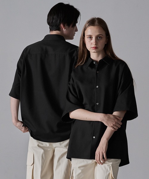 【CLEL】TR Loose Half Sleeve Regular Collar Shirt / TR ルーズ半袖レギュラーカラーシャツ【セットアップ対応】（シャツ/ブラウス）｜CLEL（クレイル）