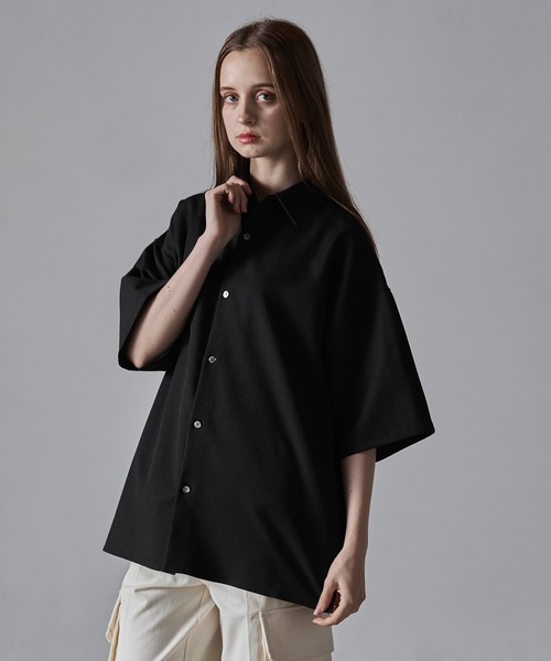 【CLEL】TR Loose Half Sleeve Regular Collar Shirt / TR ルーズ半袖レギュラーカラーシャツ【セットアップ対応】（シャツ/ブラウス）｜CLEL（クレイル）