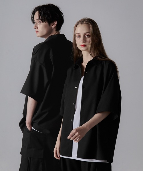 【CLEL】TR Loose Half Sleeve Regular Collar Shirt / TR ルーズ半袖レギュラーカラーシャツ【セットアップ対応】（シャツ/ブラウス）｜CLEL（クレイル）