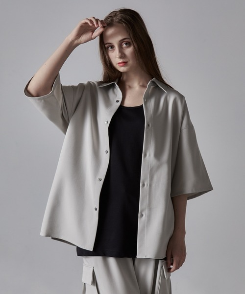 【CLEL】TR Loose Half Sleeve Regular Collar Shirt / TR ルーズ半袖レギュラーカラーシャツ【セットアップ対応】（シャツ/ブラウス）｜CLEL（クレイル）