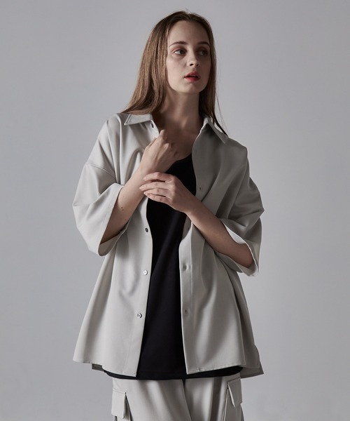 【CLEL】TR Loose Half Sleeve Regular Collar Shirt / TR ルーズ半袖レギュラーカラーシャツ【セットアップ対応】（シャツ/ブラウス）｜CLEL（クレイル）