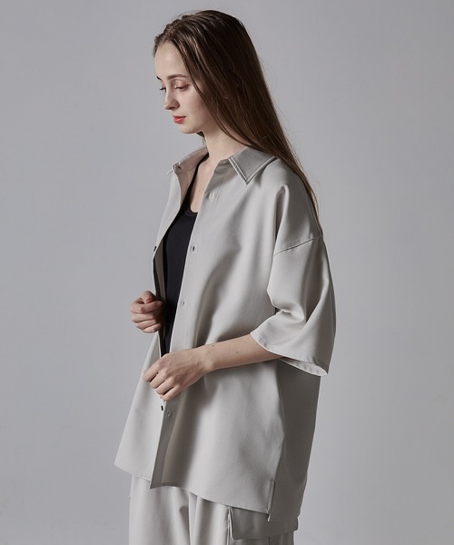 【CLEL】TR Loose Half Sleeve Regular Collar Shirt / TR ルーズ半袖レギュラーカラーシャツ【セットアップ対応】（シャツ/ブラウス）｜CLEL（クレイル）
