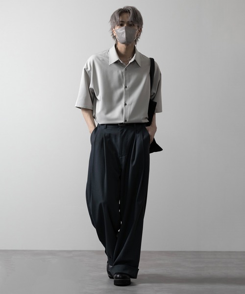 【CLEL】TR Loose Half Sleeve Regular Collar Shirt / TR ルーズ半袖レギュラーカラーシャツ【セットアップ対応】（シャツ/ブラウス）｜CLEL（クレイル）