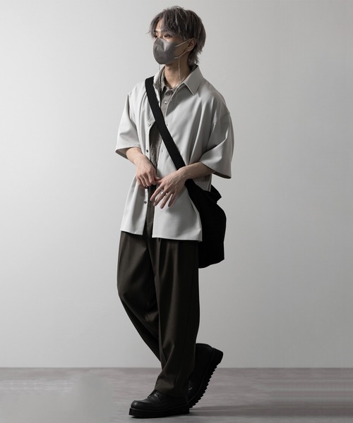 【CLEL】TR Loose Half Sleeve Regular Collar Shirt / TR ルーズ半袖レギュラーカラーシャツ【セットアップ対応】（シャツ/ブラウス）｜CLEL（クレイル）