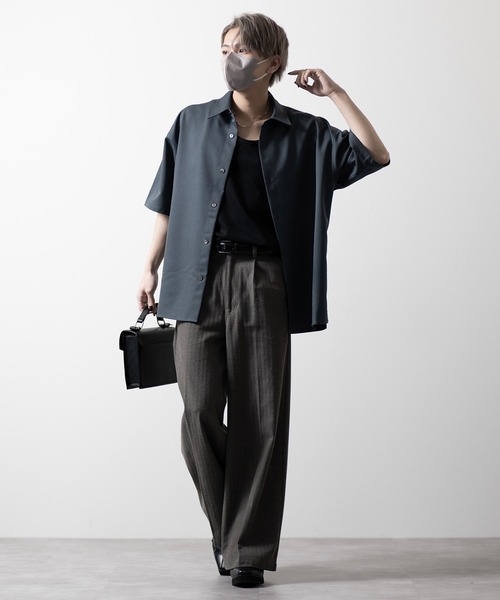 【CLEL】TR Loose Half Sleeve Regular Collar Shirt / TR ルーズ半袖レギュラーカラーシャツ【セットアップ対応】（シャツ/ブラウス）｜CLEL（クレイル）