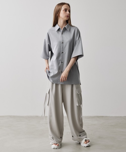 【CLEL】TR Loose Half Sleeve Regular Collar Shirt / TR ルーズ半袖レギュラーカラーシャツ【セットアップ対応】（シャツ/ブラウス）｜CLEL（クレイル）